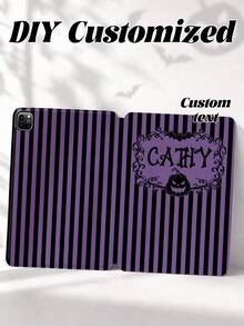 1pc Personalized Customized Couple Family Pet Signature Polka Dot Anti-Drop Protective White Leather Tablet Case For IPad Pro 13, Air 13 - White - View 1