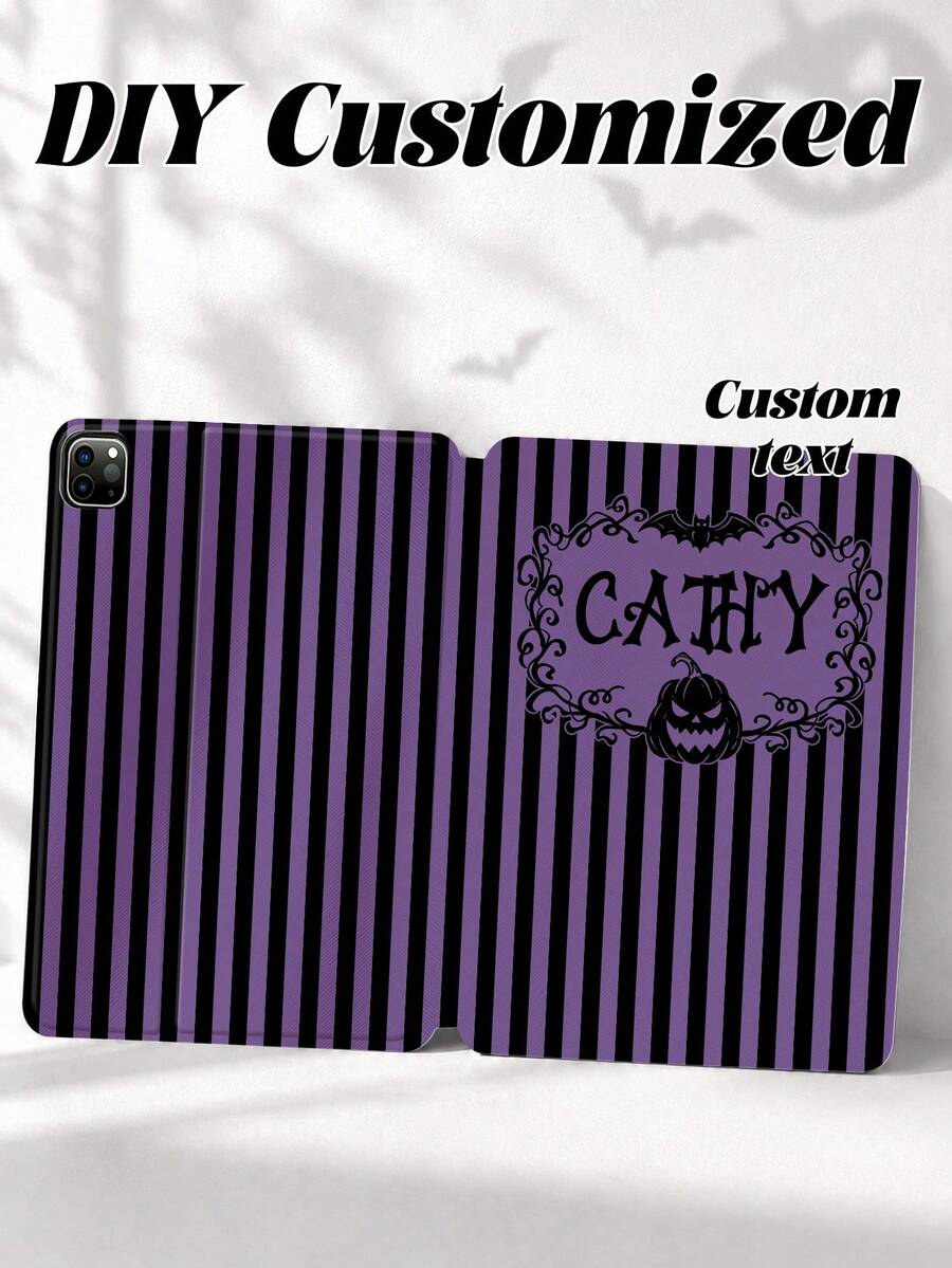 1pc Personalized Customized Couple Family Pet Signature Polka Dot Anti-Drop Protective White Leather Tablet Case For IPad Pro 13, Air 13 - White - View 1