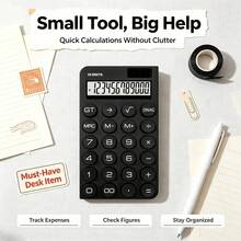 12-Digit Large Screen Desktop Electronic Calculator, Black And White Dual Color Options, Large Buttons For Comfortable Pressing, Clear And Intuitive Digital Display, Stable And Accurate Calculations, Suitable For Students Solving Problems, Office Financial Bookkeeping, Home Financial Management, Business And Home Desktop Calculation Tool - A - View 5