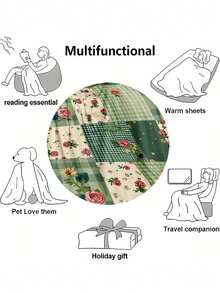 1pc Modern Minimalist Soft Comfortable Blanket, Animal Floral Pattern, Multi-Purpose Throw Blanket For Sofa, Bed, Outdoor Camping, Leisure, Home, Picnic, Travel, All-Season Comfort, Gift Blanket For Family And Friends - Multicolor - View 6