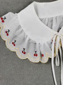1pc Women's White Delicate Water-Soluble Embroidered Lace Solid Color Bohemian Polyester Fashion Base Layer Top Spring Autumn Winter Fashion Fake Collar - White 2 - View 5
