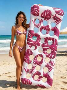 1pc Summer Foldable Inflatable Water Hammock PVC Floating Mat For Pool Beach Lounge Chair Adult Float, Beach Essential, Beach Accessory - Multicolor - View 5