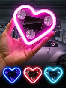 2026 New Heart-Shaped LED Solar Powered Car Atmosphere Light, Suitable For Women's Car Accessories, Heart-Shaped Neon Window Decoration Light, With Automatic Sensing Design, 5 Lighting Modes, Perfect Romantic Car Interior Decoration For Couples And Female Drivers, Ideal Gift For Female Friends, Mother's Day And Wedding Season - Multicolor - View 8