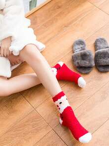 1/6 Pairs Of Women's Christmas Cold Resistant And Warm Home Soft Floor Socks, Fall Socks Christmas Stockings Coral Fleece Socks Cross-Border Couples - Multicolor - View 4
