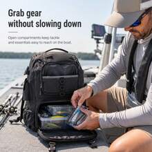 Feature‑Rich Fishing Gear Daypack, Multi‑Pocket Storage Rucksack For Organizing Angling Supplies In Different Outdoor Activity Scenarios - Black - View 4