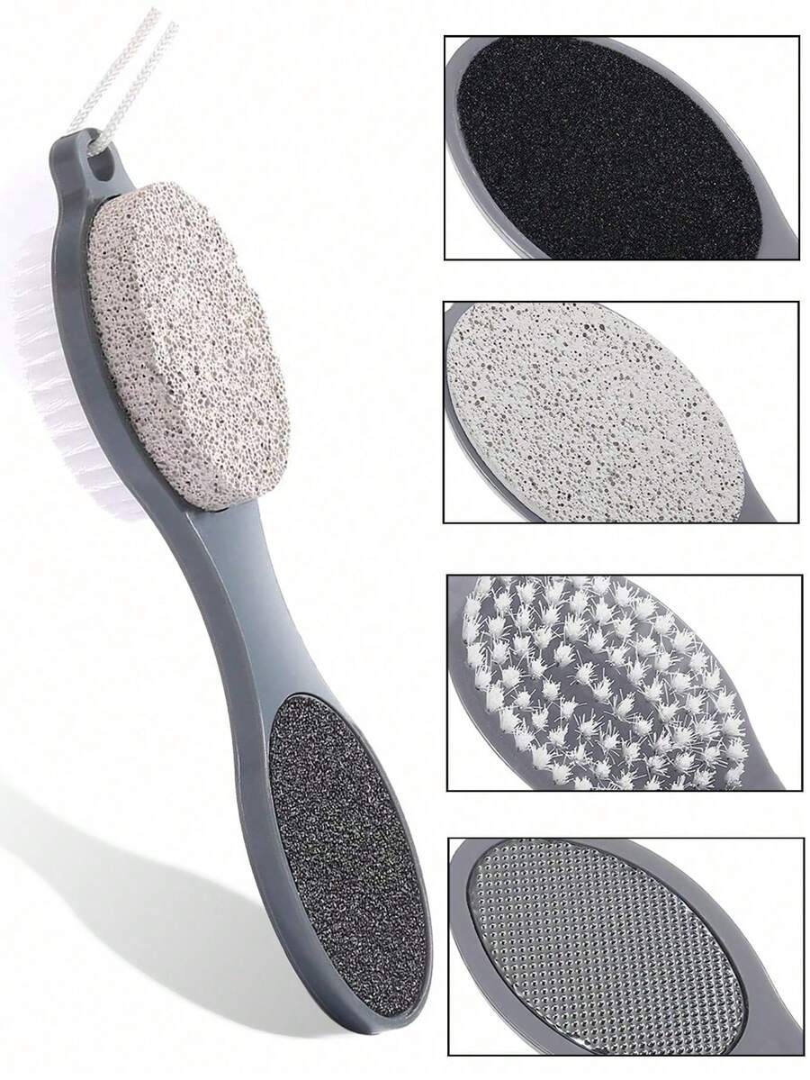 1pc Foot Pumice Stone Dead Skin Remover Brush, Unisex Foot Care Tool, Dry And Wet Use - Grey - View 1