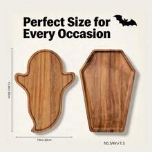 1PC Coffin‑Shaped Wood Gothic Tray, Halloween Harvest Back‑To‑School Tableware, Vintage Gothic Dinner Dessert Snack Plate, For Halloween Party Occult Tea Party, Kitchen Accessories & Gift - View 2