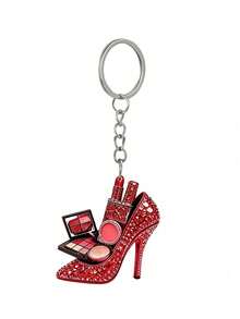 2d Flat Acrylic High‑Heel Shoe Makeup Keychain, Rose Red Rhinestone Studded Sparkly Charm For Backpack Phone Handbag Car Key, Cute Girls Gift For Birthday Back‑To‑School Teacher'S Day Halloween, Note: 2d Flat Not 3d - One Size Fits All - View 14