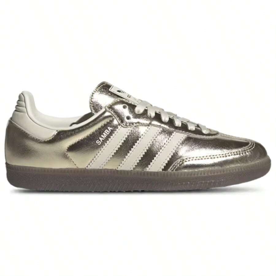 Adidas Originals Samba OG Gold Met/Off White Casual Sneakers Women's KJ7479 | Retro Heritage Style, Timeless Silhouette - 白金 - 查看 1