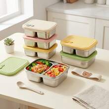 304 Stainless Steel Lunch Box, Bento Box Adult, 2 Compartment Meal Prep Containers With Dividers, Microwavable Metal Food Container With Lids, Stackable Leak-Proof Travel Snack Box, Japanese Bento Box For School Student Office - Multicolor - View 13