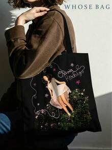 Hasbro OLivia Tote Bag, OR BAG, You Seem Pretty Sad For A Girl So In Love, Large Black Canvas Shoulder Bag For Livies Fans, SOUR Album Merchandise Drop Dead - Multicolor - View 6