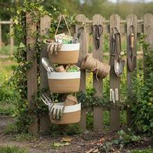 3-Tier Bohemian Neutral Color Hanging Basket - Woven Rope Wall Storage Rack With Space-Saving Vertical Storage, Bohemian Style, Suitable For Bathroom, Nursery, Kitchen, Bedroom - Multi-Room Hanging Storage Bin For Towels, Utensils - Multicolor - View 7