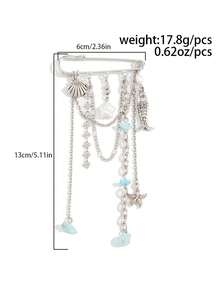 1PC DIY Fashion Shell Turquoise Fringed Brooch Pants Chain - Creative And Unique Star-Shaped Chain Pendant Necklace - Multicolor - View 6
