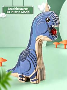 1pc Children's 3D Dinosaur Puzzle Toy, No Glue Needed With Self-Adhesive Stickers, Easy Assembly Without Cutting, Create Realistic Dinosaur 3D Model! Suitable For Boys And Girls Aged 3+, Parent-Child Interactive Educational Toy, Develops Children's Focus, Hands-On Ability And Dinosaur Knowledge. - Multicolor - View 13