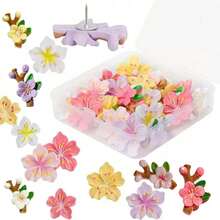 10pcs/20pcs/30pcs Pink Floral Push Pins - Decorative Flower Head Pins, Suitable For Cork Board, Photos, Wall Maps And School Supplies - Multicolor - View 13