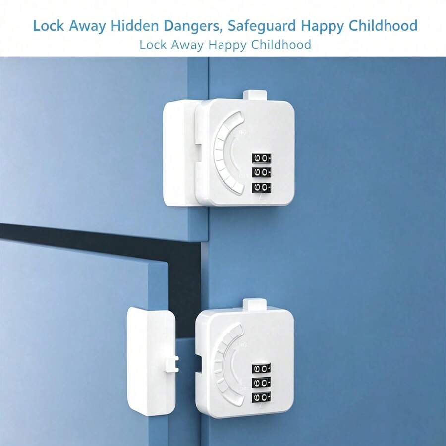 1PC Easy Install Self-Adhesive Fridge/Oven/Cabinet Safety Lock - No Drilling Required, Child Safety Design, Comes With Strong Residue-Free Sticker - White - View 1