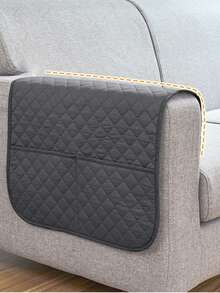 1PC/2pcs Sarung Sandaran Lengan Sofa Warna Polos, Pelindung Sandaran Lengan Sofa yang Dapat Dilepas dengan Tas Penyimpanan, Sarung Kursi untuk Ruang Tamu Rumah - Grey - View 5