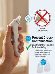 Universal Ear Thermometer Covers, Disposable | Fits Probe | Hygienic & Prevents Cross-Contamination, Home Temperature Measurement, Ear Thermometer Replacement Covers, High-Quality Thermometer Accessories, Protective Ear Thermometer Covers - White - View 6