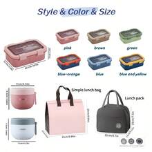 1pc Premium Lunch Box - Pink - With Utensils, Sauce Box, Japanese Bento Box, Outdoor Lunch Box, Student Lunch Box, Large Capacity Salad Box, Chinese Lunch Box, Divided Food Storage Container, Lunch Box With Spoon And Fork, Microwave Food Storage Box, With Soup Cup, Leak-Proof Snack Box - Multicolor - View 7