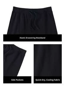 CAMEL CROWN Men's Casual Cotton Loose Fit Drawstring Knee-Length Shorts, Summer - Black - View 9