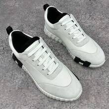 Versatile Casual Men's Shoes, Breathable, Sporty, Luxury Mesh Lace-Up Shoes, Comfortable Knit Upper, Genuine Leather Sneakers - 黑白 - 查看 2