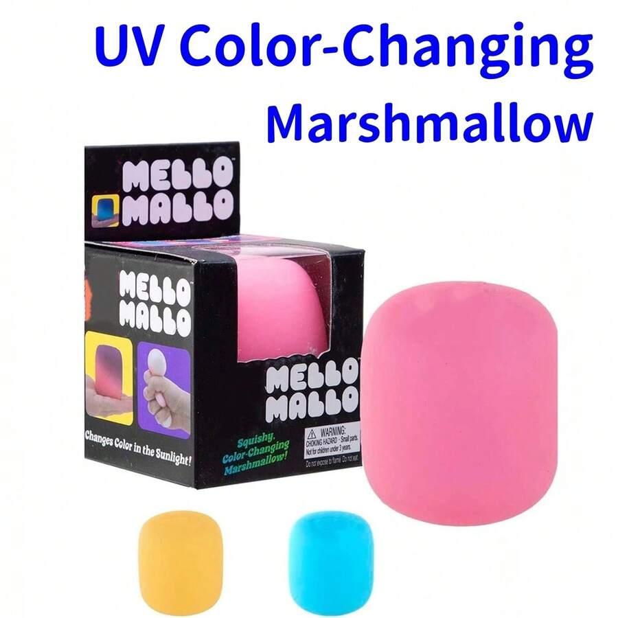 Mello Mallo Malvavisco Cambia Color UV, Juguete de Malvavisco Cambia Color Sensible a la Luz, Juguete Cilíndrico de Alivio del Estrés, Bola de Apretar Hecha a Mano - Multicolor - Ver 1