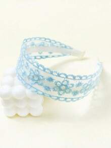 1 Light Blue Headband Hair Accessory, Lace Small Fresh Pastoral Style Headband Daily Versatile Photography Headband Hair Accessory - Baby Blue - View 3