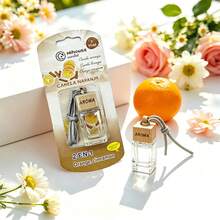 1 ambientador para coche, 11 ml, aroma a naranja, peso de 80 g, colgante para el espejo retrovisor, disponible en varios estilos, un regalo ideal para eliminar olores en el coche. - Aroma a naranja - Ver 1