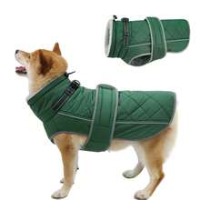 Warm Dog Winter Jacket, Collar With Built-In D-Ring, Reflective High Neck Fleece Vest, Adjustable Cold Weather Snow Jacket, Suitable For Small And Medium-Sized Dogs To Wear - Green - View 17