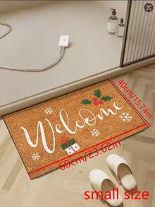 1pc Funny Welcome Christmas Pattern Welcome Doormat, Harvest Season Pattern Minimalist Style Short Plush Quick-Dry Non-Slip Machine Washable Entrance Mat, Suitable For Kitchen, Bathroom, Dining Room, Hallway Entryway, Party, Gathering, Holiday, All Season, Yard Home, Christmas Season, Party Supplies - Burnt Orange - View 9
