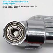 90°/105° Right Angle Adapter, Hex Shank Strong Magnetic Bit, Bendable Offset Screwdriver Adapter For Narrow Spaces, Right Angle Screwdriver Tool For Power Drill - Silver - View 4