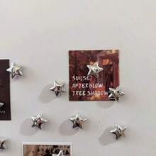 5/10 Pcs Silver Star Refrigerator Magnets, Acoustic Panel Magnetic Stickers, Kitchen Fridge Decor, Refrigerator Door Decoration, Photo Holder, Holiday Gift - A - View 5