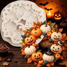 1PC Halloween Pumpkin Silicone Mold Chocolate Candy Cake Decorating Baking DIY Tool Non-Stick Clay Craft Tray - Beige - View 6