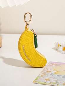 CHARM INFINITE Cute Small Banana Shaped Mini Coin Purse Keychain, Portable Lightweight Coin Storage Bag, Cartoon Fruit Accessory Suitable For Women And Girls, Mini Wallet Small Wallet Daily Travel Casual Essential Cute Storage Bag - Yellow - View 5