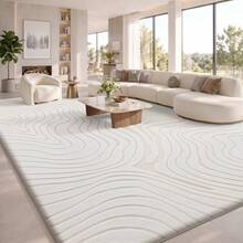 Sour Lemon Rugs Living Room Large 200x300cm,3D Area Rugs For Bedroom, Extra Large Rug For Living Room Wave Pattern, Washable Soft Shaggy Non Shedding Fluffy Carpet Mat For Living Room, Bedroom, Kitchen & Office - Apricot - View 9