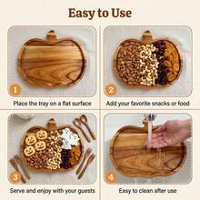 1pc Pumpkin Shaped Wooden Tray, Halloween Harvest Festival Table Decor, Kitchen Dining Room Bedroom Multi-Functional Serving Plate, Kitchen Accessory, Ideal Gift For Wedding Camping Outdoor Party - View 8