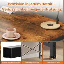Schreibtisch mit 4-Tier Seitlichem Regal, 120 cm Breiter Computertisch mit Ablage, Stabil Bürotisch mit Metallgestell, Einfache Montage für Home Office - Rostbraun/120 x 56 x 120 cm - Übersicht 5