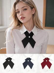 1pc Fashionable Academic Style Solid Color Cross Collar Graduation Gown, Suitable For Graduation Party Ceremony - Multicolor - View 12