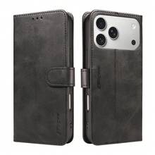 1pc Vintage PU Leather Flip Phone Case Compatible With Apple 18ProMax/18Pro/18/17e/17ProMax/16ProMax/16Pro/16Plus/15ProMax/15plus/13ProMax/13pro/ A5/ G06, Embossed Brand Logo Eaacaa Full Coverage Multi-Angle Protection Phone Cover With Multi-Card Slots And Wallet Function For Coins, Anti-Drop Anti-Theft Phone Case With Kickstand, Suitable For Men And Women For Daily Commute/Shopping - Black - View 5