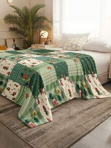 1pc Modern Minimalist Soft Comfortable Blanket, Animal Floral Pattern, Multi-Purpose Throw Blanket For Sofa, Bed, Outdoor Camping, Leisure, Home, Picnic, Travel, All-Season Comfort, Gift Blanket For Family And Friends - Multicolor - View 5