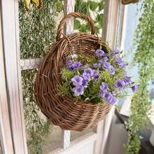 Rustic Woven Rattan-Style Hanging Wall Planter Basket, Handcrafted Wall-Mounted Flower Pot For Yard, Balcony, Garden, Vintage Pastoral Atmosphere, Woven Wall Hanging Flower Vessel, Easily Create A Healing Pastoral Corner - New Model - View 11