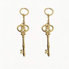 2pcs Gold Hollow Crown Vintage Key Pendant, Gentle Girl Style Matching Keychains, Wedding Anniversary Valentine's Day Gift For Girlfriend, Niche Luxury Accessory - Gold - View 1