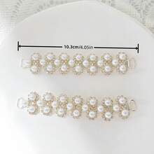 2pcs Silver Beaded Chain Accessories, Elegant Series White Sneakers Decoration, Flat Shoes Buckle, DIY Gift For Girlfriend - Silver - View 2