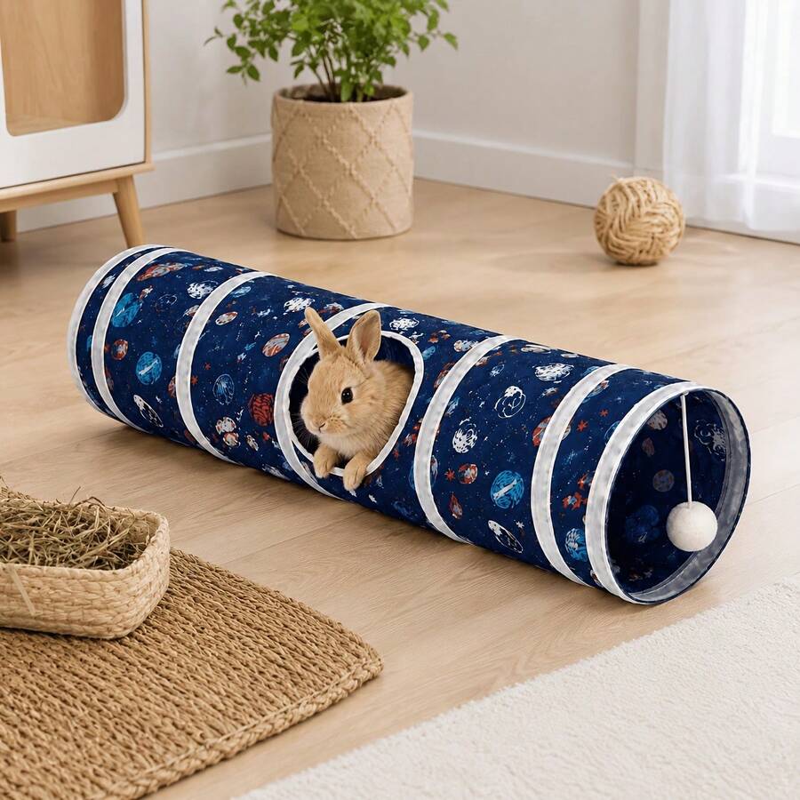 Foldable Mini Pet Tunnel With Side Observation Holes And Hanging Ball, Suitable For Rabbits, Guinea Pigs, Ferrets And Kittens Exercise And Play