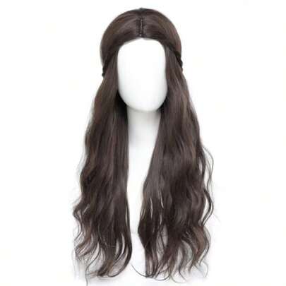 Peluca larga ondulada para mujeres, peluca de princesa hippie marrón, adecuada para uso diario, cosplay, Halloween y fiestas de máscaras, marrón fresco