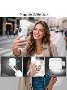 Magnetic Selfie Fill Light Compatible With MagSafe, Rechargeable LED Fill Light With Mirror, CRI≥95, 5 Color Temperatures, Foldable Ring Light - Aaaa - View 1