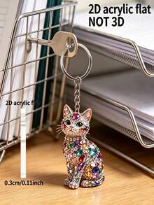 2D Flat, 2pcs Set: 1 Kitten Keychain + 1 Lobster Clasp, Brand New Two-Dimensional Flat Design, Cat Party-Style Keychain. Suitable For Keychain Promotional Gifts, Packaging Decoration, Backpack Embellishment. A Heartwarming And Sincere Gift - Multicolor - View 8