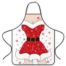 1pc Christmas Theme Printed Apron, Santa Claus & Elf Pattern Cooking Apron, Adjustable Neck Strap Kitchen Apron, Fun Holiday Decor, Suitable For Christmas Party, Home Baking & Cooking, Christmas Gift - Multicolor - View 12