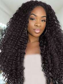 22 Inch Soft Brown Ocean Wave Crochet Braided Wig, Deep Wave Twist Braid Crochet Weft Curly Crochet Wig (22 Inch) - Dark Brown - View 2