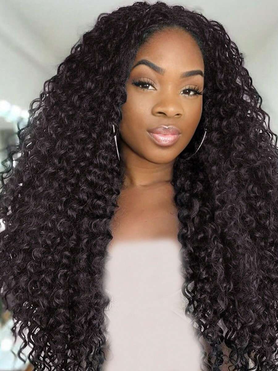 22 Inch Soft Brown Ocean Wave Crochet Braided Wig, Deep Wave Twist Braid Crochet Weft Curly Crochet Wig (22 Inch)